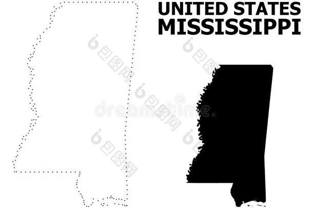 矢量外形有点的地图关于密西西比河国家和标题