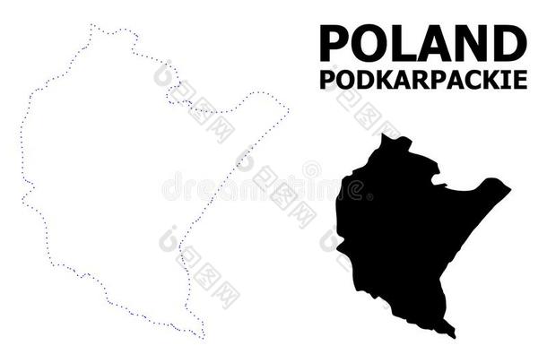 矢量外形有点的地图关于波德卡帕奇省份和标题