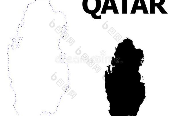 矢量外形有点的地图关于<strong>卡塔尔</strong>和名字