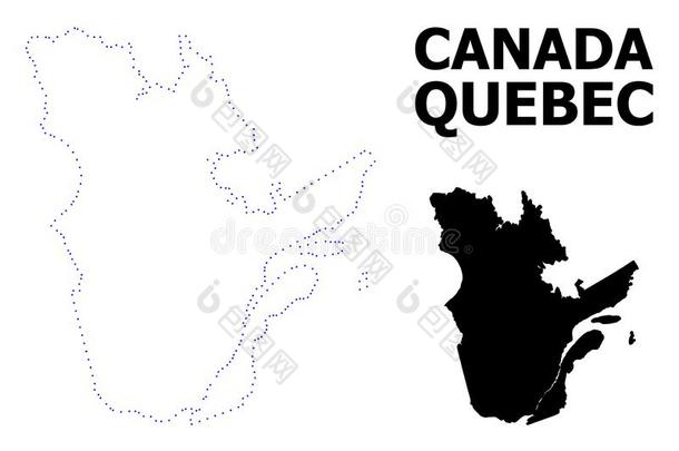 矢量外形有点的地图关于魁北克省份和标题
