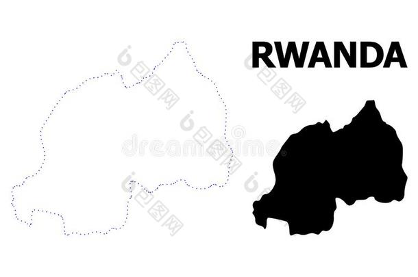 矢量外形有点的地图关于卢旺达和标题