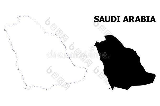 矢量外形有点的地图关于沙特阿拉伯国家的阿拉伯半岛和标题