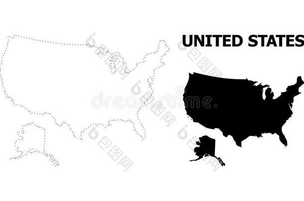 矢量外形有点的地图关于美利坚合众国和美国阿拉斯加州和标题