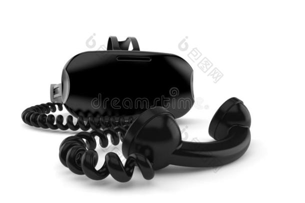 VirtualReality虚拟现实戴在头上的耳机或听筒和电话电话听筒