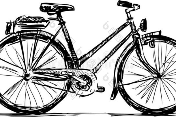 一手绘画关于一自行车为一闲逛