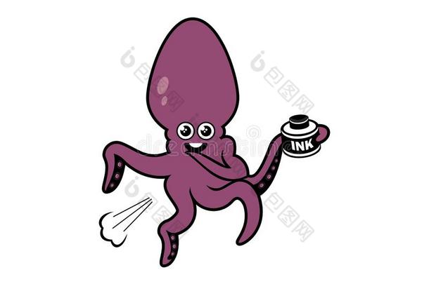 欢乐的紫色的章鱼矢量说明