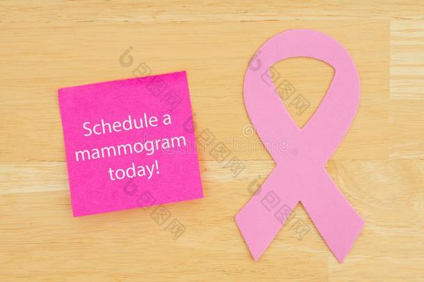 令人回忆起的东西向时刻表乳房X线照片粉红色的癌症带