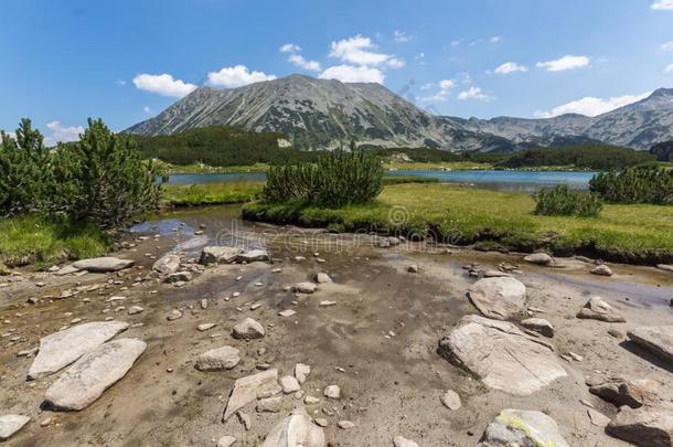 夏风景关于穆拉托夫Hvoyn在o湖在皮林山,日分