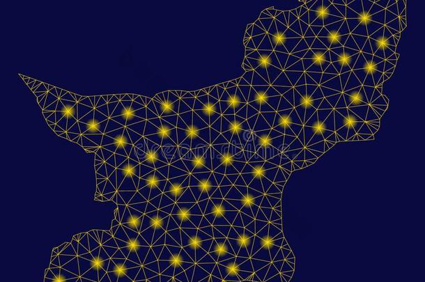 黄色的网孔网俾路支省省份地图和光地点
