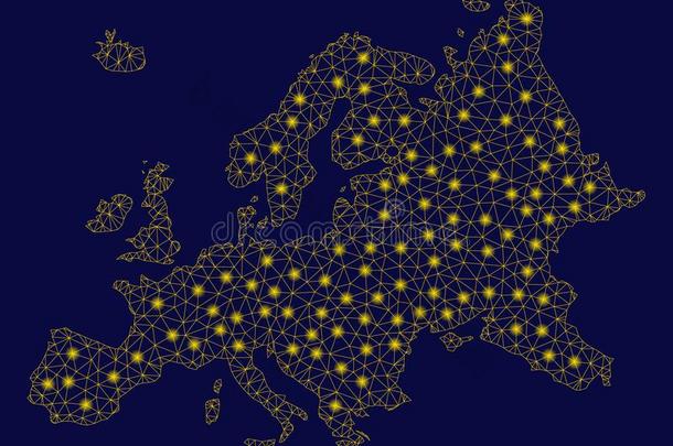 黄色的网孔尸体欧洲地图和闪耀地点