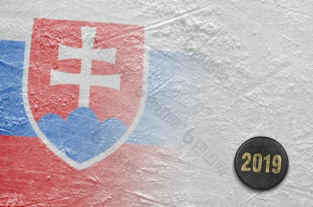 影像关于斯洛伐克人旗向冰和曲棍球恶作剧的小妖精