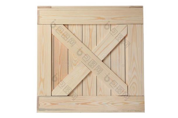 新的木制的板条箱隔离的向白色的.