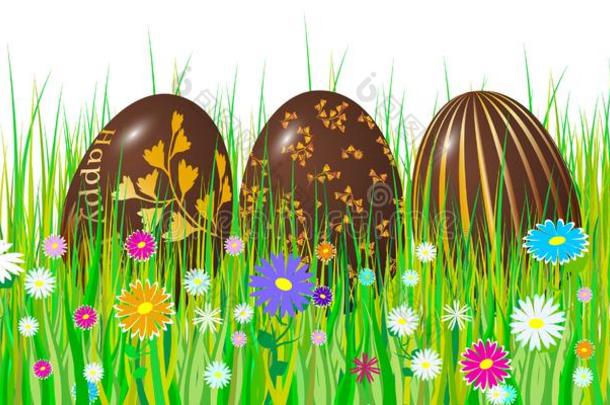 复活节鸡蛋3英语字母表中的第四个字母.巧克力棕色的鸡蛋s放置.幸福的复活节庆祝活动