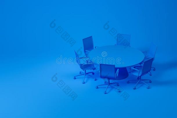 放置关于蓝色会议房间家具向蓝色