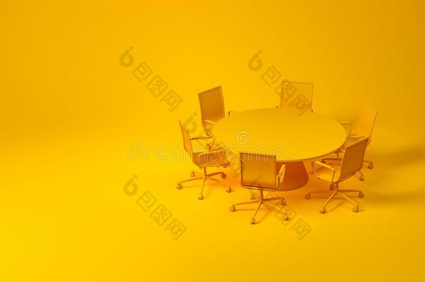 放置关于黄色的会议房间家具向黄色的