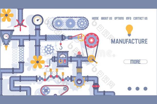 工业模式矢量蜘蛛网页工业的机器工程师