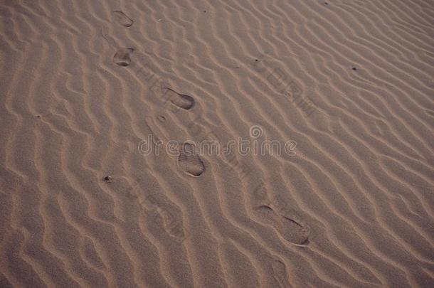 脚印关于孤独的人向沙在沙漠