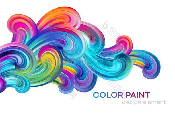 现代的富有色彩的流海报.波浪液体形状颜色颜料.艺术
