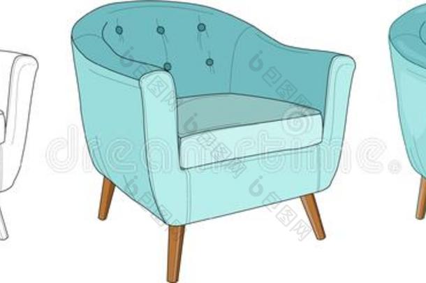 蓝色水鸭扶手椅num.三不同的方法矢量说明.