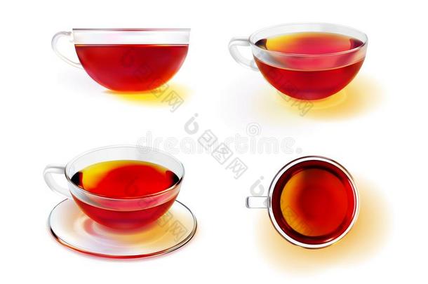 玻璃茶水杯子和黑的茶水