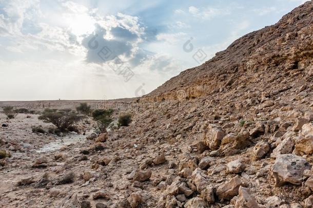 一干涸河道在近处一bu济凡堡垒,利雅得省份,沙特阿拉伯国家的一rabia