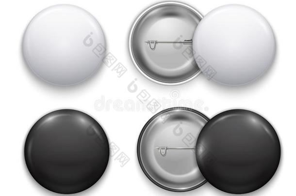 现实的黑的和白色的空白的圆形的徽章放置,矢量雷利斯