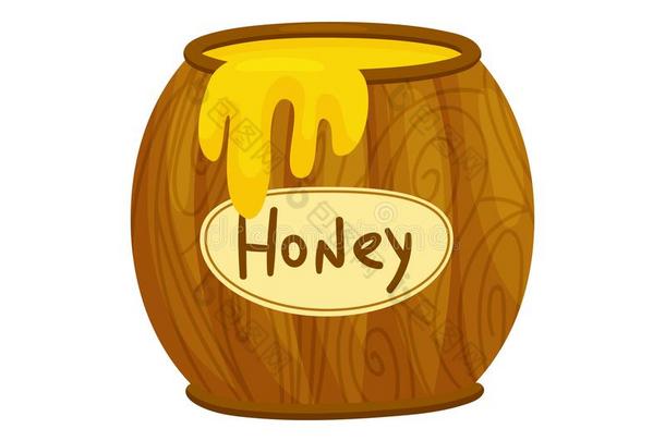 满的桶关于蜂蜜.敞开的桶满的关于蜂蜜.矢量厄斯特拉