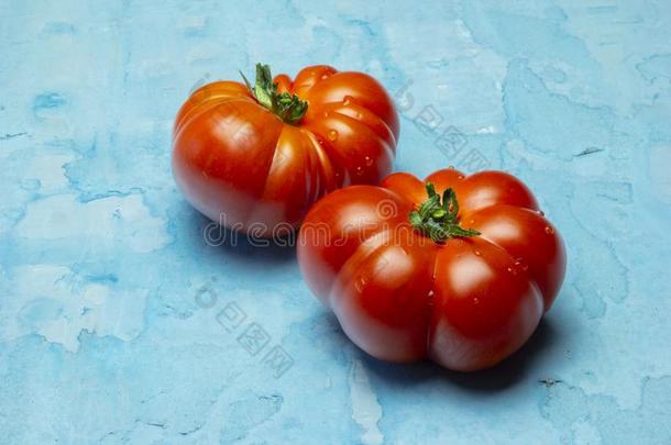 布兰迪维因红色的番茄向蹩脚货蓝色背景