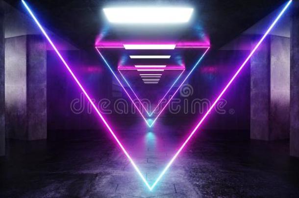 三角形激光氖蓝色紫色的梯度未来的现代的science科学英语字母表的第6个字母