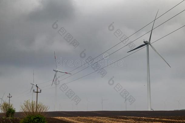 风发电机涡轮机或风车或风农场