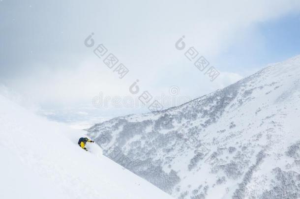 穷乡僻壤滑雪<strong>北海道</strong>,黑色亮漆.深的粉滑雪采用指已提到的人winter冬天