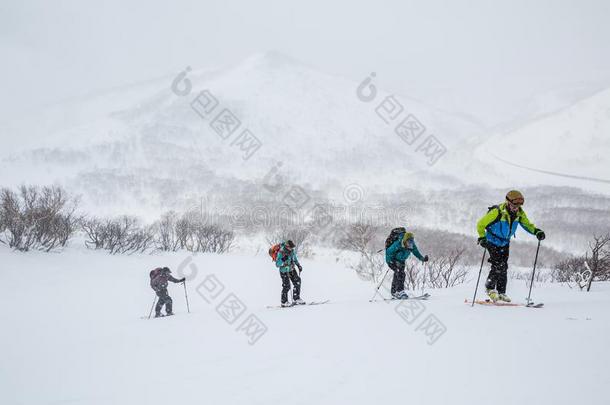 组滑雪上坡的采用暴风雪采用指已提到的人穷乡僻壤关于<strong>北海道</strong>,