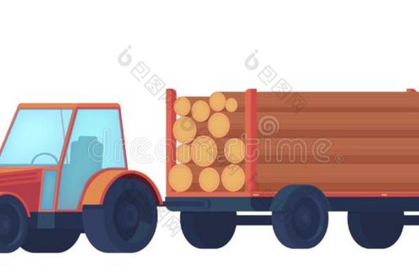 伐木搬运业货车隔离的向白色的背景.货车和拖车英语字母表的第6个字母