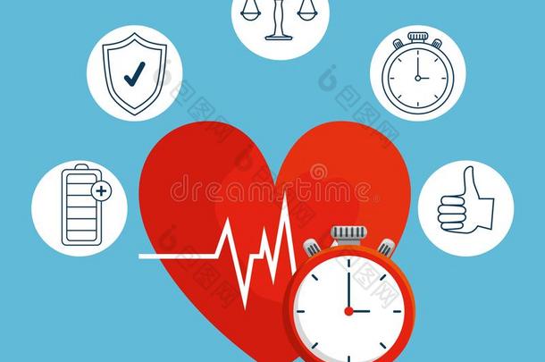 心跳和精密计时器向健康状况生活方式平衡
