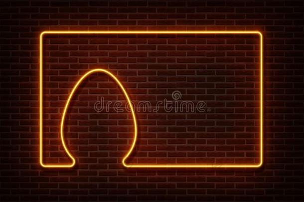 氖幸福的复活节符号矢量隔离的向砖墙.鸡蛋和英语字母表的第6个字母