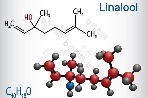 里哪醇分子.结构的化学的公式和分子摩登派