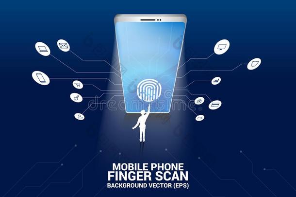 商人触摸拇指的指纹向手指扫描ic向采用可移动的ph向e