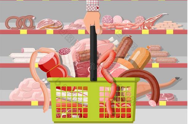 肉乘积采用超级市场篮