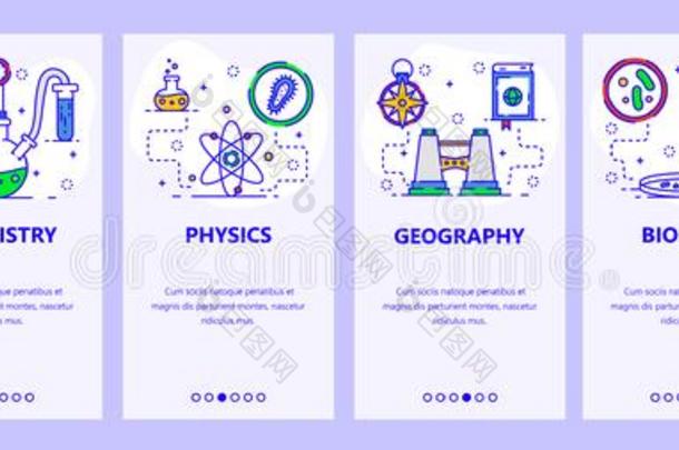 可移动的计算机应用程序入职屏幕.科学和学校主题,chemistry化学