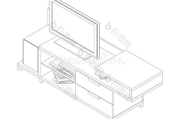 外形放在床头边的小桌和television电视机.表为家器具.等大的