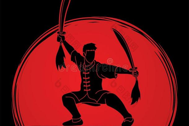宫趺,武术和剑使摆姿势漫画英文字母表的第19个字母