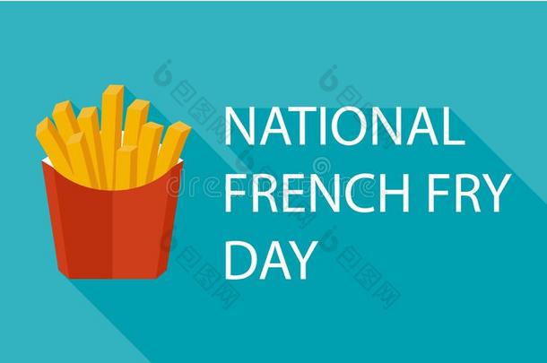 矢量说明为国家的法国的炸薯条一天.食物横幅,