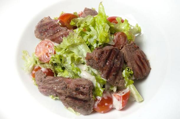 牛肉沙拉,沙拉和大大地部分关于牛肉和新鲜的蔬菜