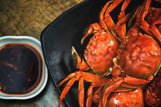中国人食物四川烹饪蟹多毛的蟹蒸熟的多毛的蟹
