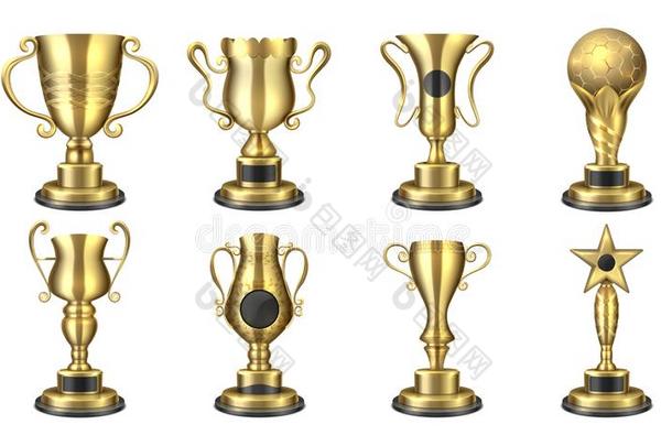 金色的奖品.现实的纪念品杯子,竞争奖赏3英语字母表中的第四个字母设计,speciality专业
