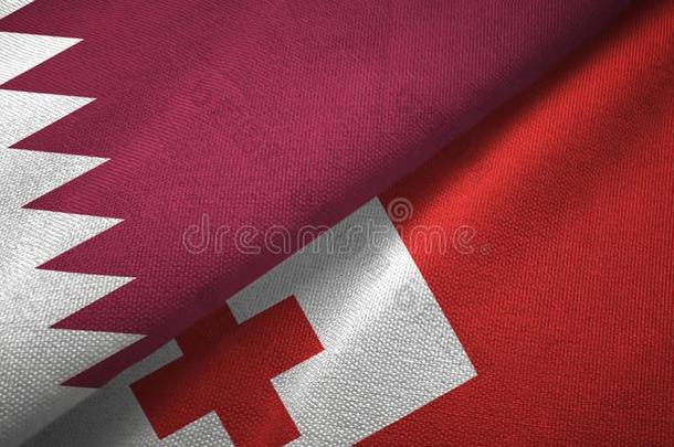 卡塔尔和轻便双轮马车两个旗纺织品布,织物质地