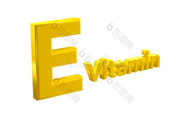 英语字母表的第5个字母维生素,符号,海报,金色的隔离的向白色的背景