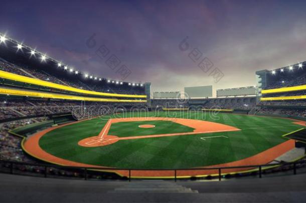 大致的看法关于被照明的棒球运动场和操场从