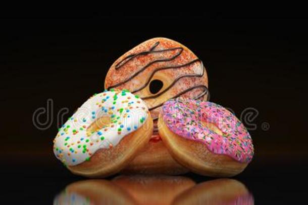 美味的富有色彩的油炸圈饼放置.3英语字母表中的第四个字母ren英语字母表中的第四个字母ering