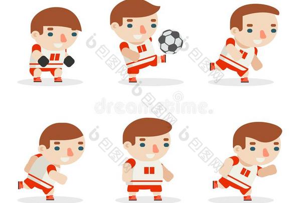 足球队演员足球运动游戏演员漫画小孩荧光标记抗体